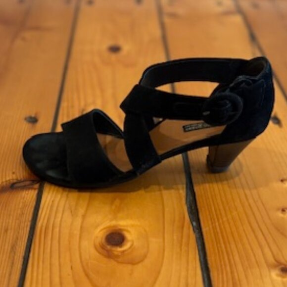 Paul Green Munchen Women's Sandals in Black Suede With Strap, Size 7 - Picture 7 of 9